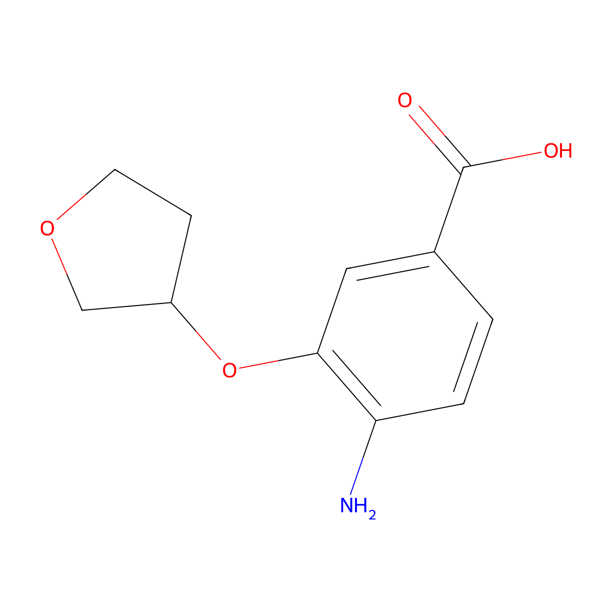 4-Amino-3-(oxolan-3-yloxy)benzoic acid molecular structure, CAS 1342060-73-4