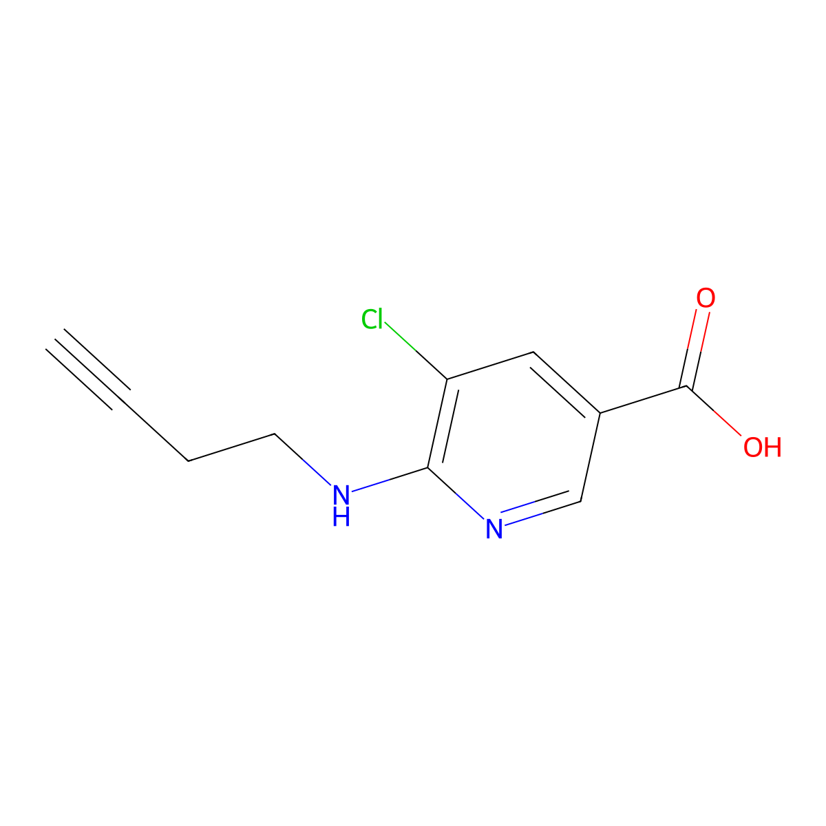 6-[(But-3-yn-1-yl)amino]-5-chloropyridine-3-carboxylic acid molecular structure, CAS 1342063-53-9
