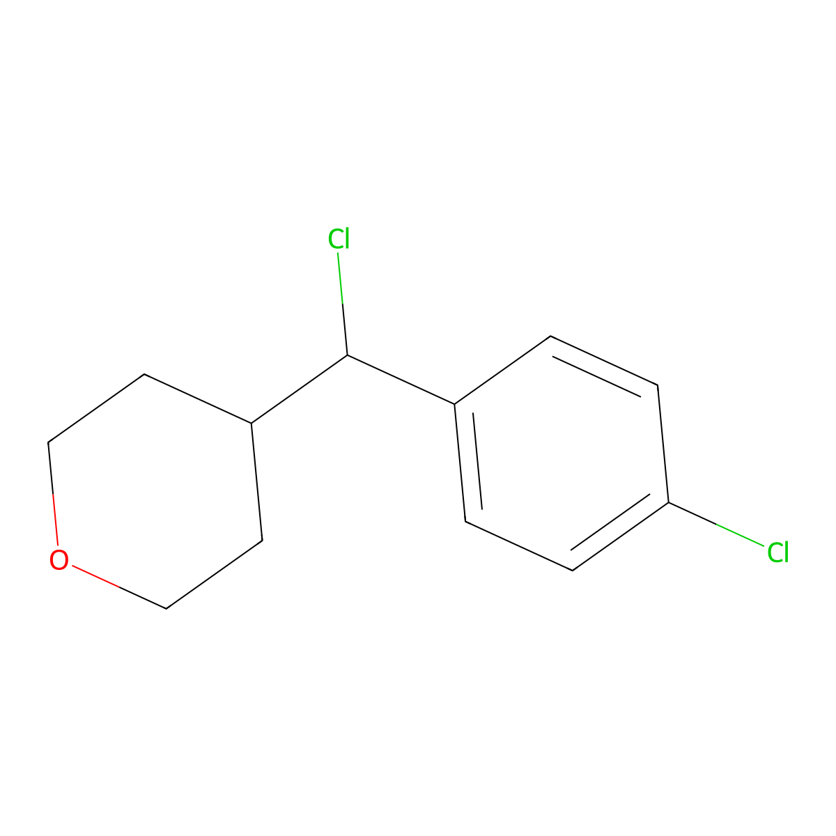 4-(Chloro(4-chlorophenyl)methyl)oxane molecular structure, CAS 1342064-22-5