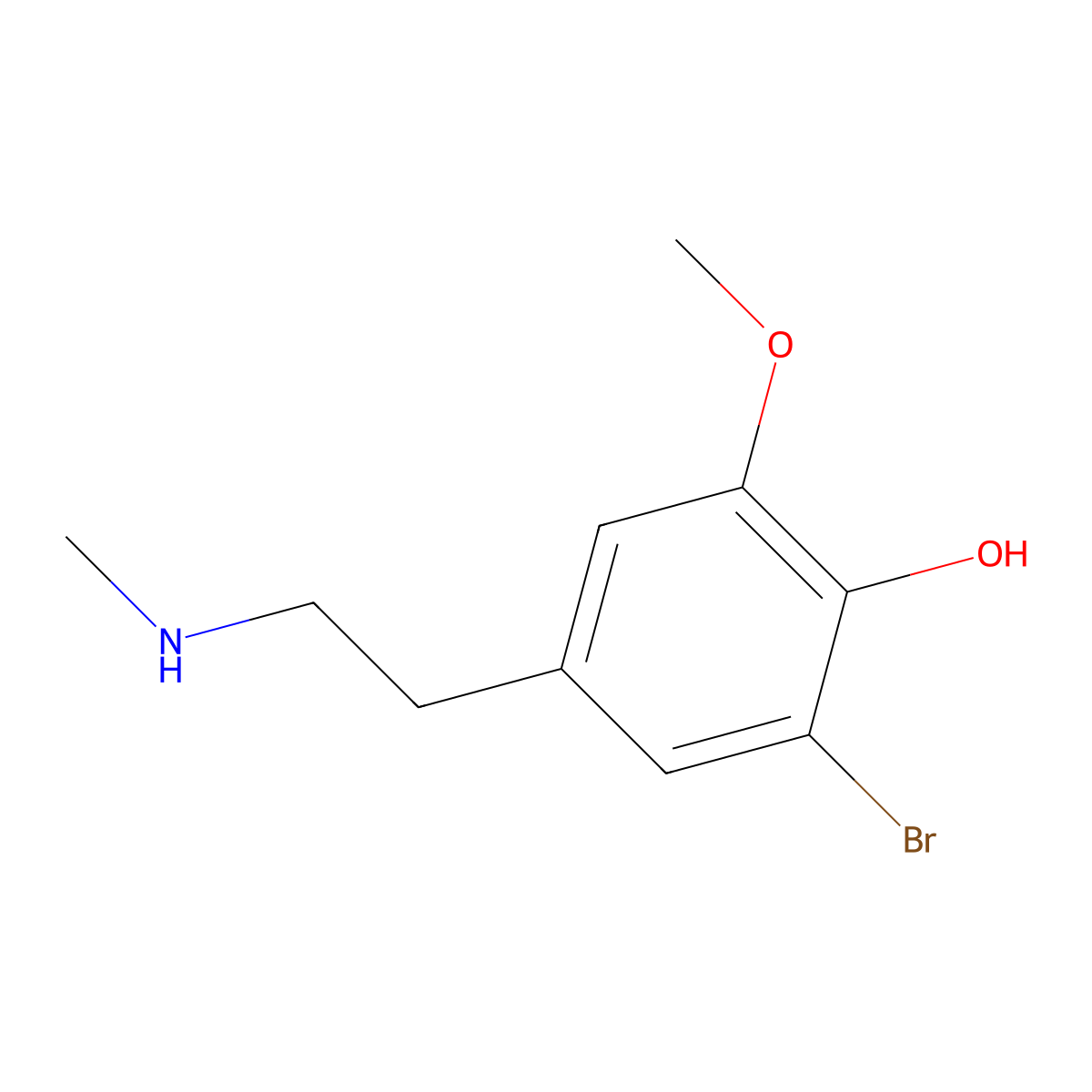 2-Bromo-6-methoxy-4-(2-(methylamino)ethyl)phenol molecular structure, CAS 1342065-90-0