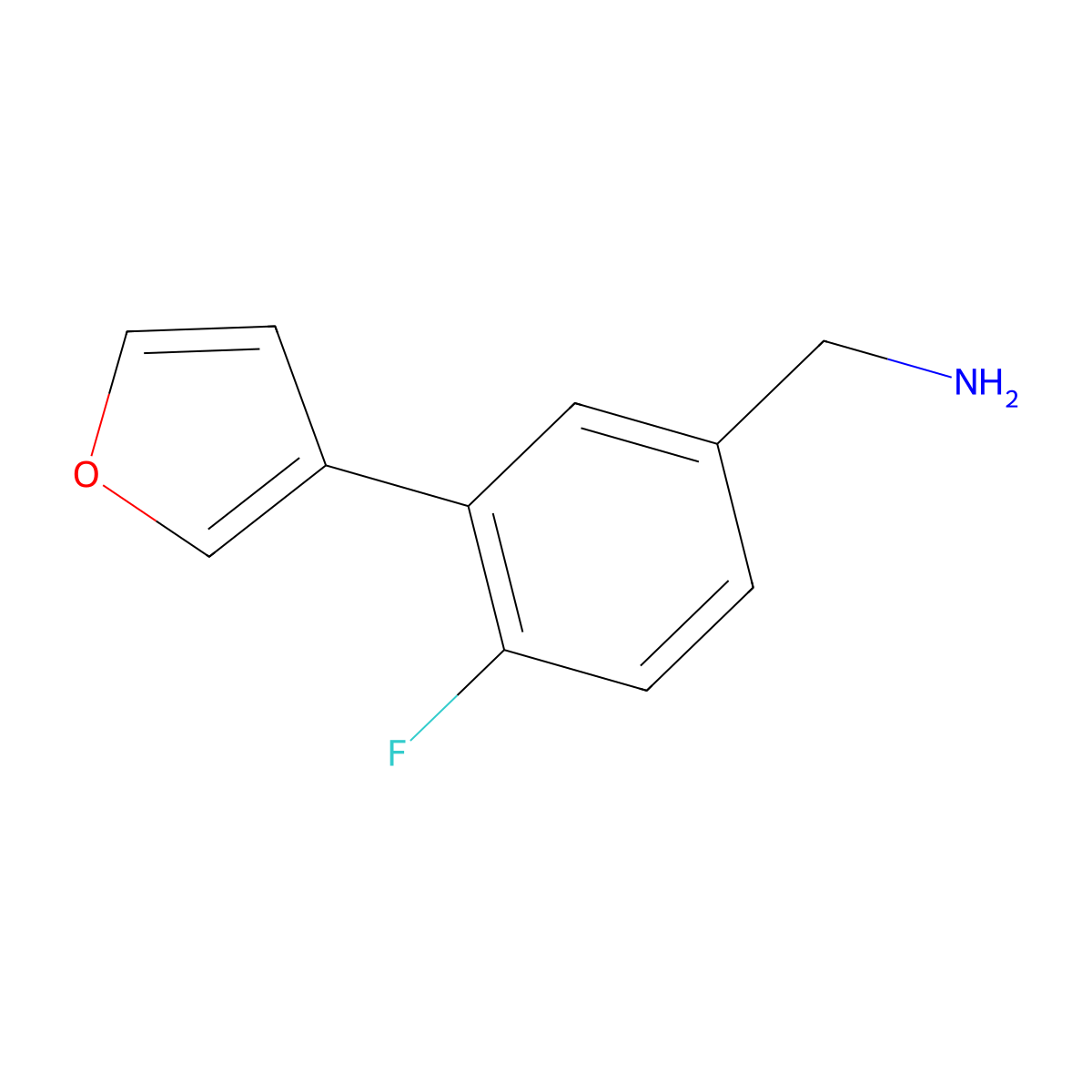 (4-Fluoro-3-(furan-3-yl)phenyl)methanamine molecular structure, CAS 1342067-06-4