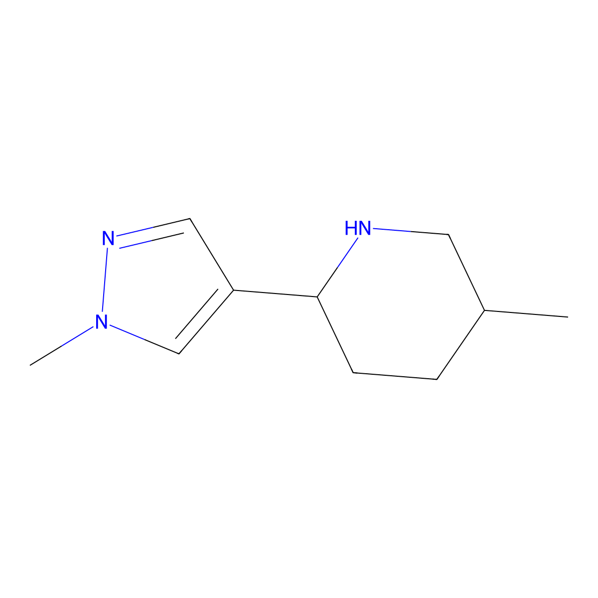 5-methyl-2-(1-methyl-1H-pyrazol-4-yl)piperidine molecular structure, CAS 1342067-70-2