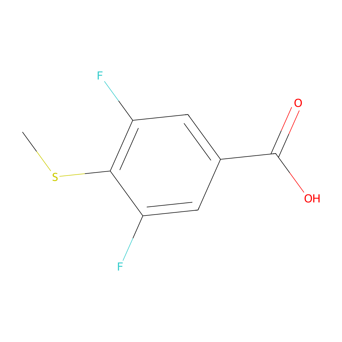 3,5-Diflluoro-4-(methylsulfanyl)benzoic acid molecular structure, CAS 1342067-97-3