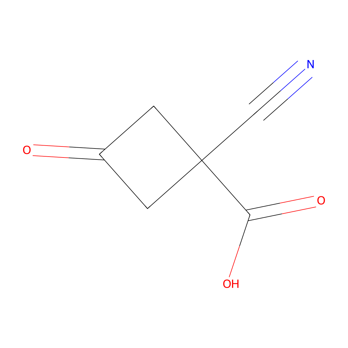 1-Cyano-3-oxocyclobutane-1-carboxylic acid molecular structure, CAS 1342068-60-3