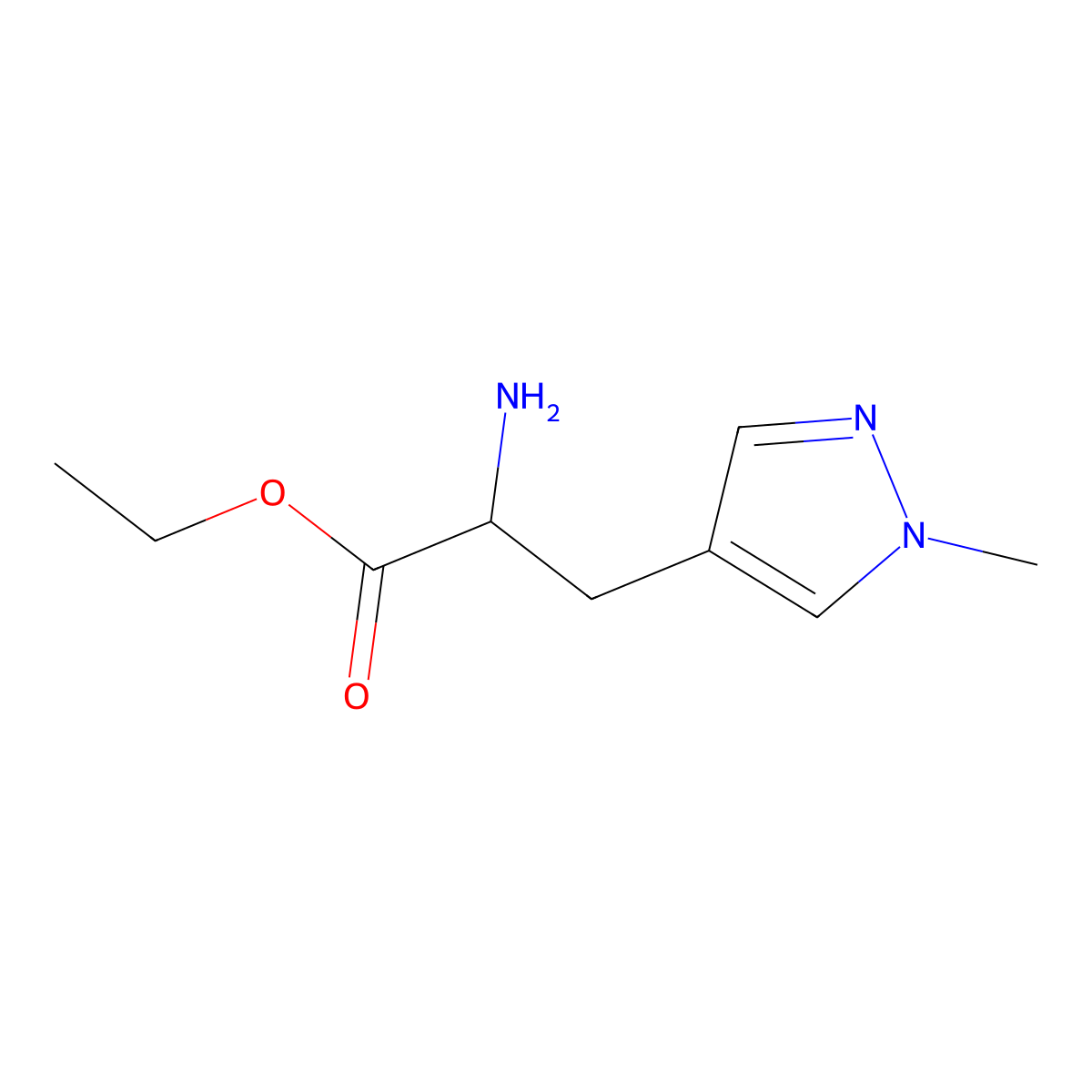 ethyl 2-amino-3-(1-methyl-1H-pyrazol-4-yl)propanoate molecular structure, CAS 1342069-51-5