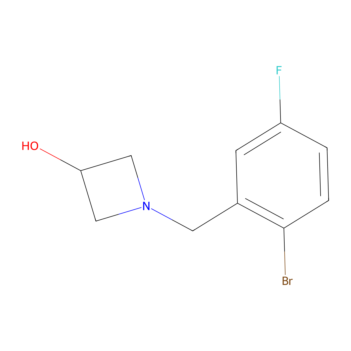 1-(2-Bromo-5-fluorobenzyl)azetidin-3-ol molecular structure, CAS 1342070-72-7