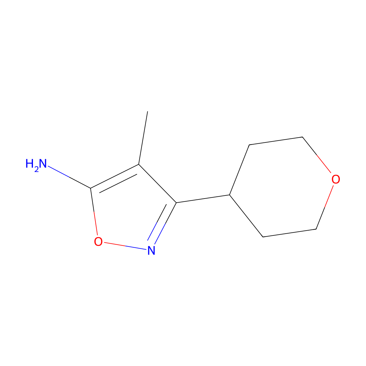 4-Methyl-3-(oxan-4-yl)-1,2-oxazol-5-amine molecular structure, CAS 1342071-71-9