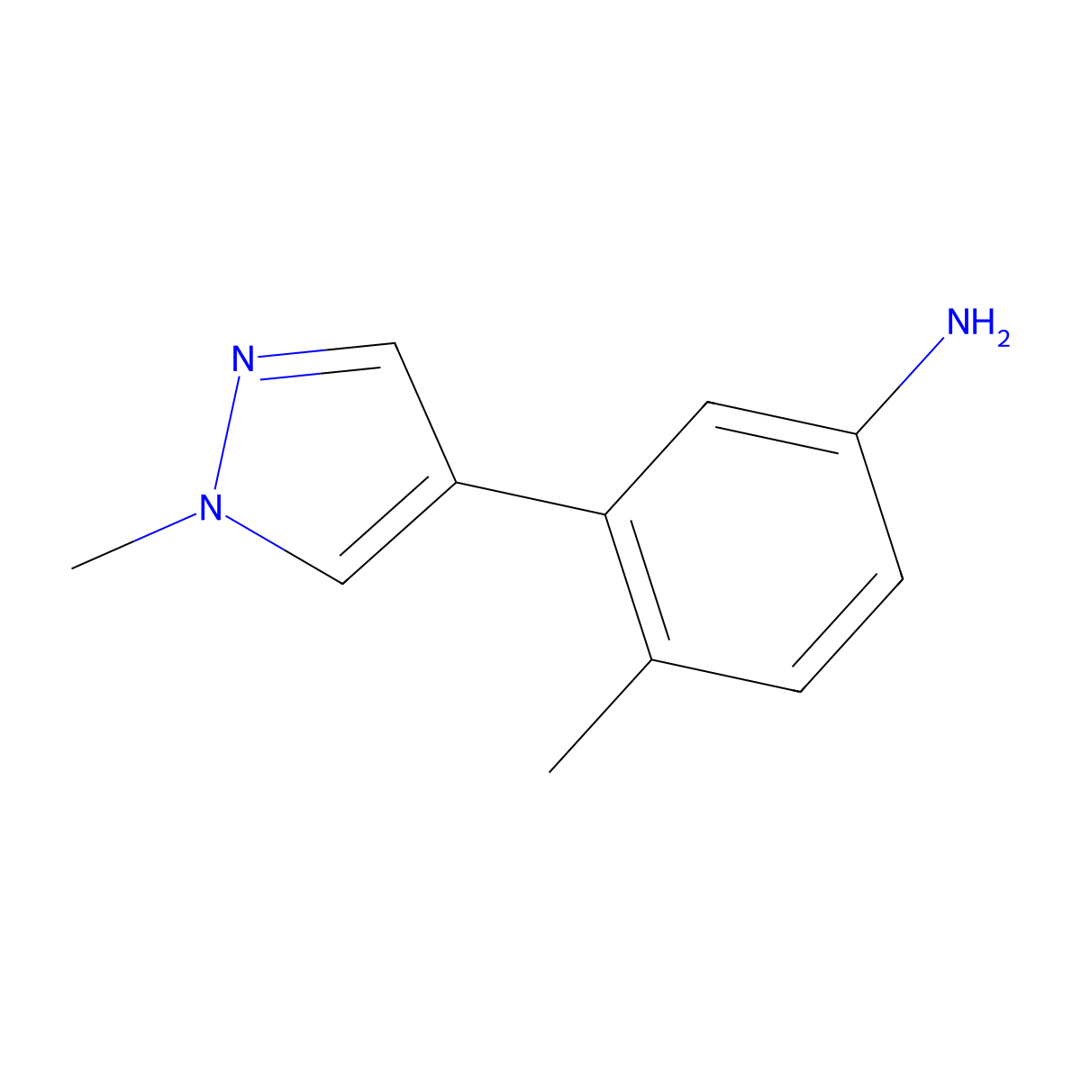 4-methyl-3-(1-methyl-1H-pyrazol-4-yl)aniline molecular structure, CAS 1342072-41-6