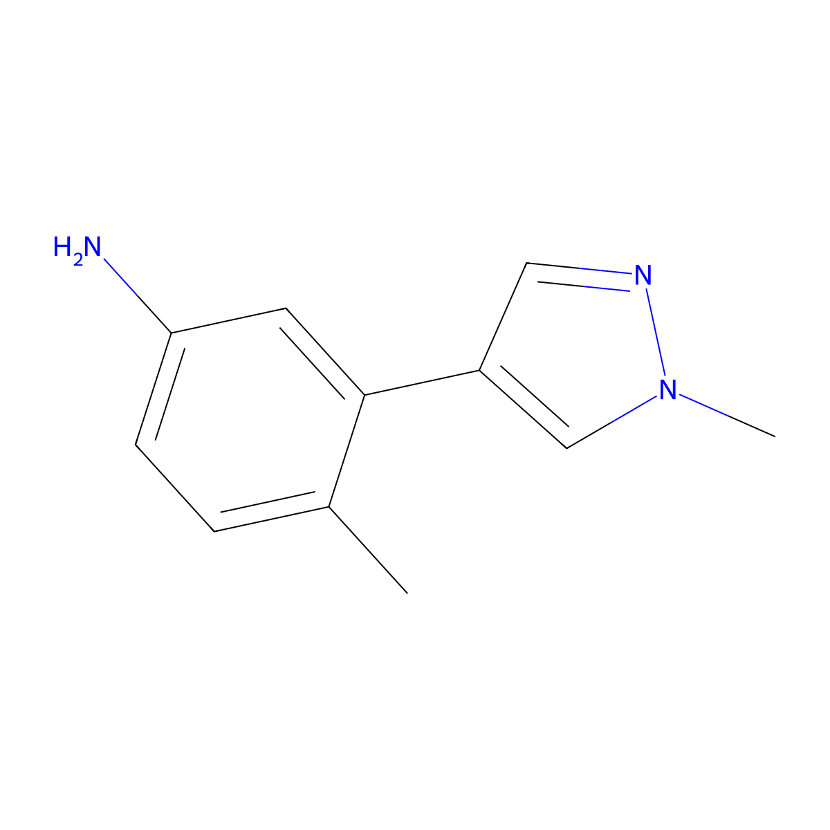 4-methyl-3-(1-methyl-1H-pyrazol-4-yl)aniline molecular structure, CAS 1342072-41-6