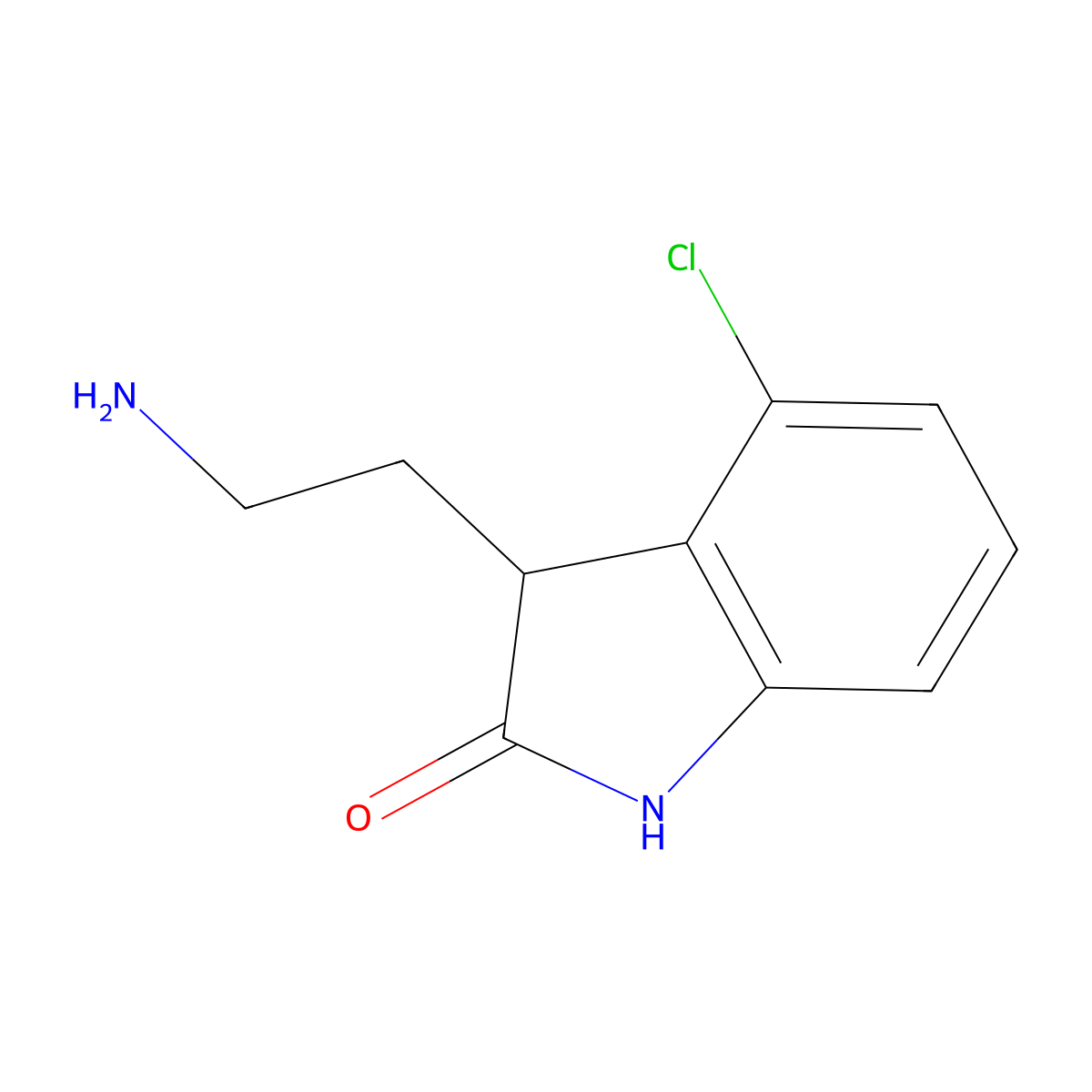 3-(2-aminoethyl)-4-chloro-2,3-dihydro-1H-indol-2-one molecular structure, CAS 1342074-37-6
