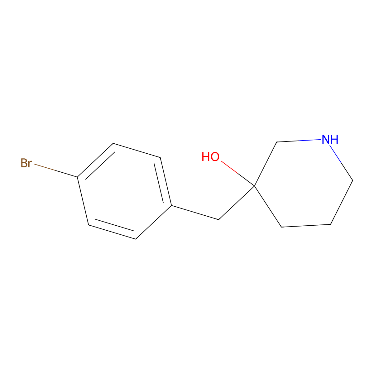 3-[(4-Bromophenyl)methyl]piperidin-3-ol molecular structure, CAS 1342075-83-5