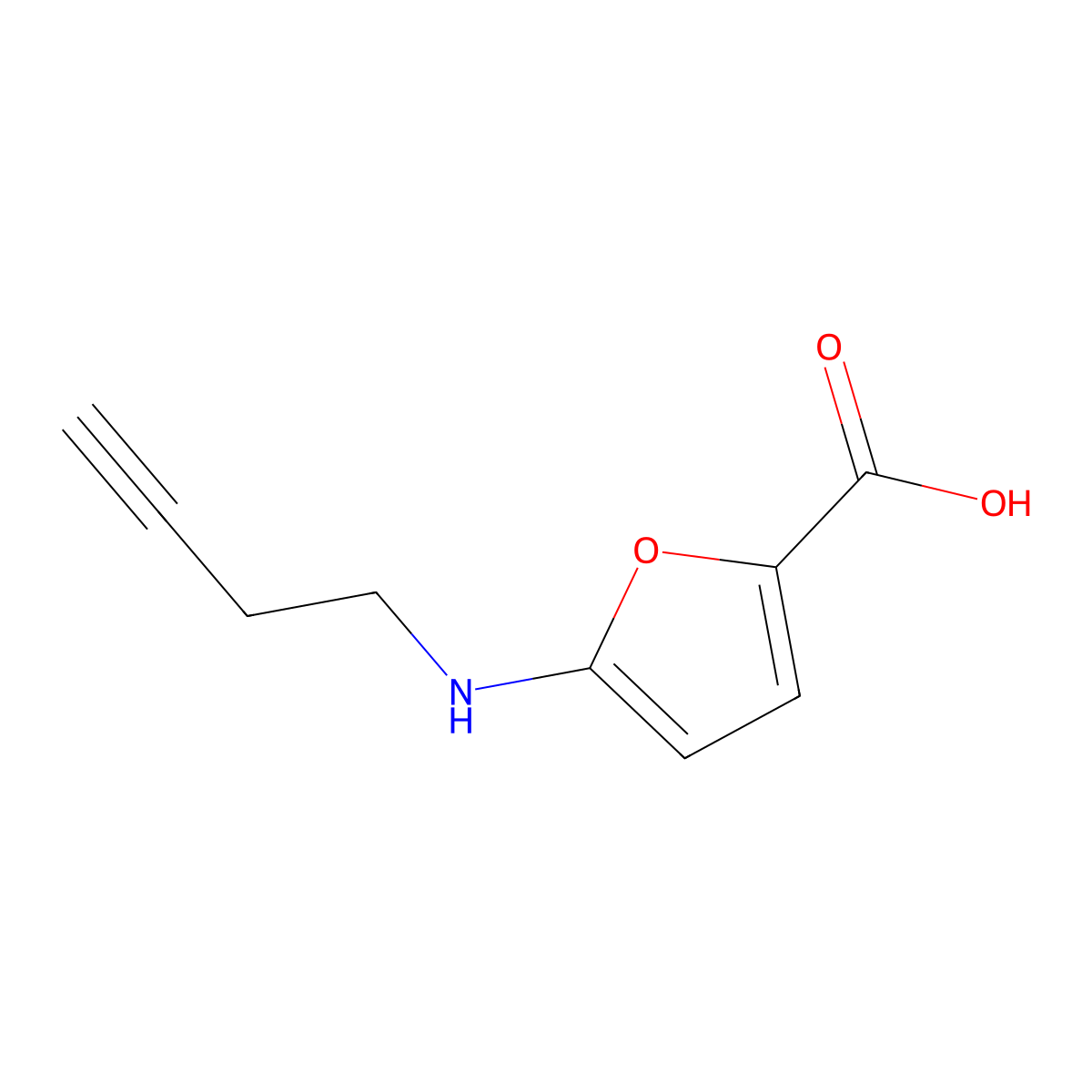 5-[(But-3-yn-1-yl)amino]furan-2-carboxylic acid molecular structure, CAS 1342080-74-3
