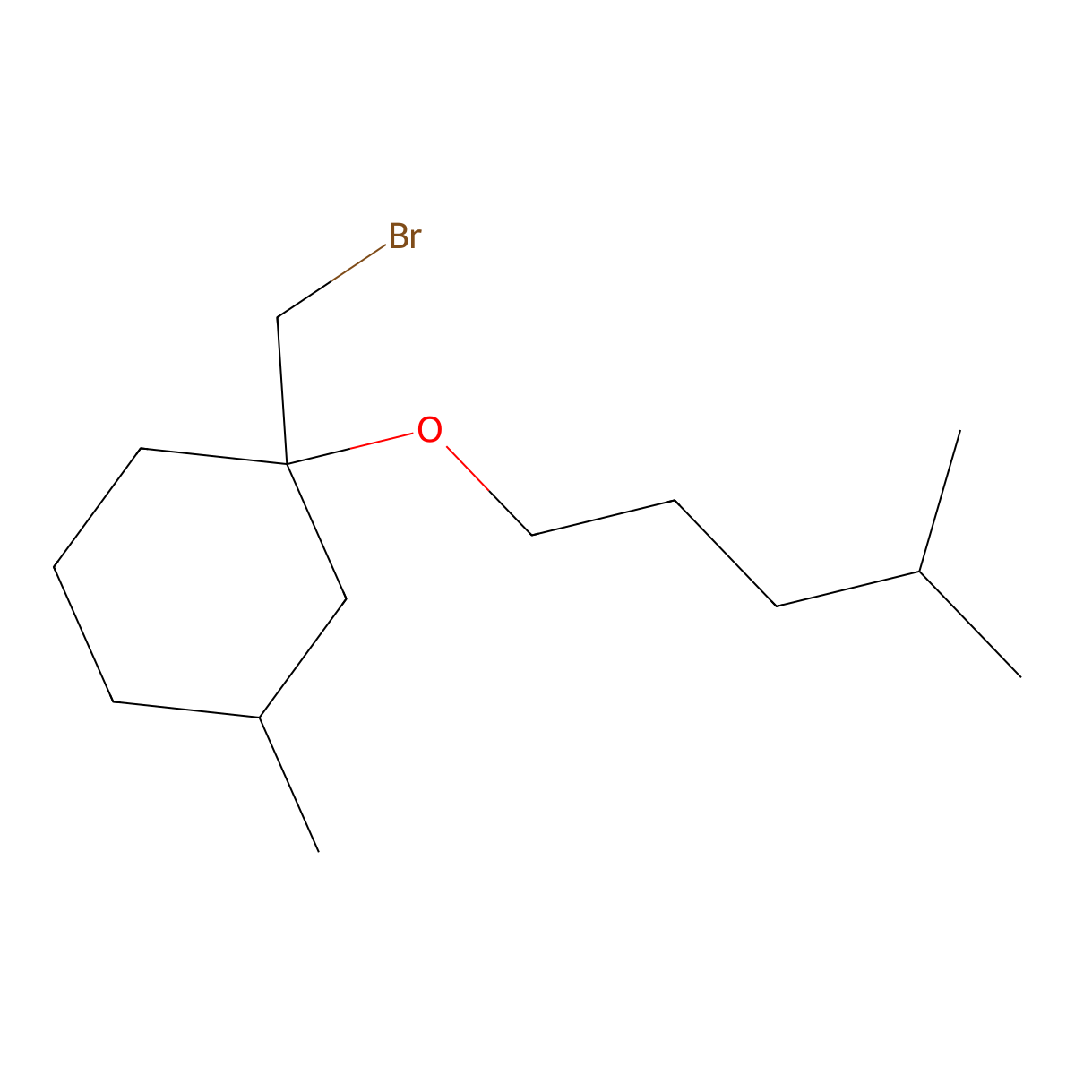 1-(Bromomethyl)-3-methyl-1-((4-methylpentyl)oxy)cyclohexane molecular structure, CAS 1342080-98-1