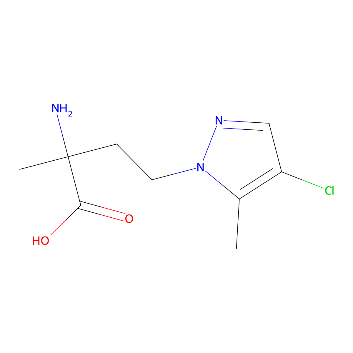 2-Amino-4-(4-chloro-5-methyl-1h-pyrazol-1-yl)-2-methylbutanoic acid molecular structure, CAS 1342081-18-8