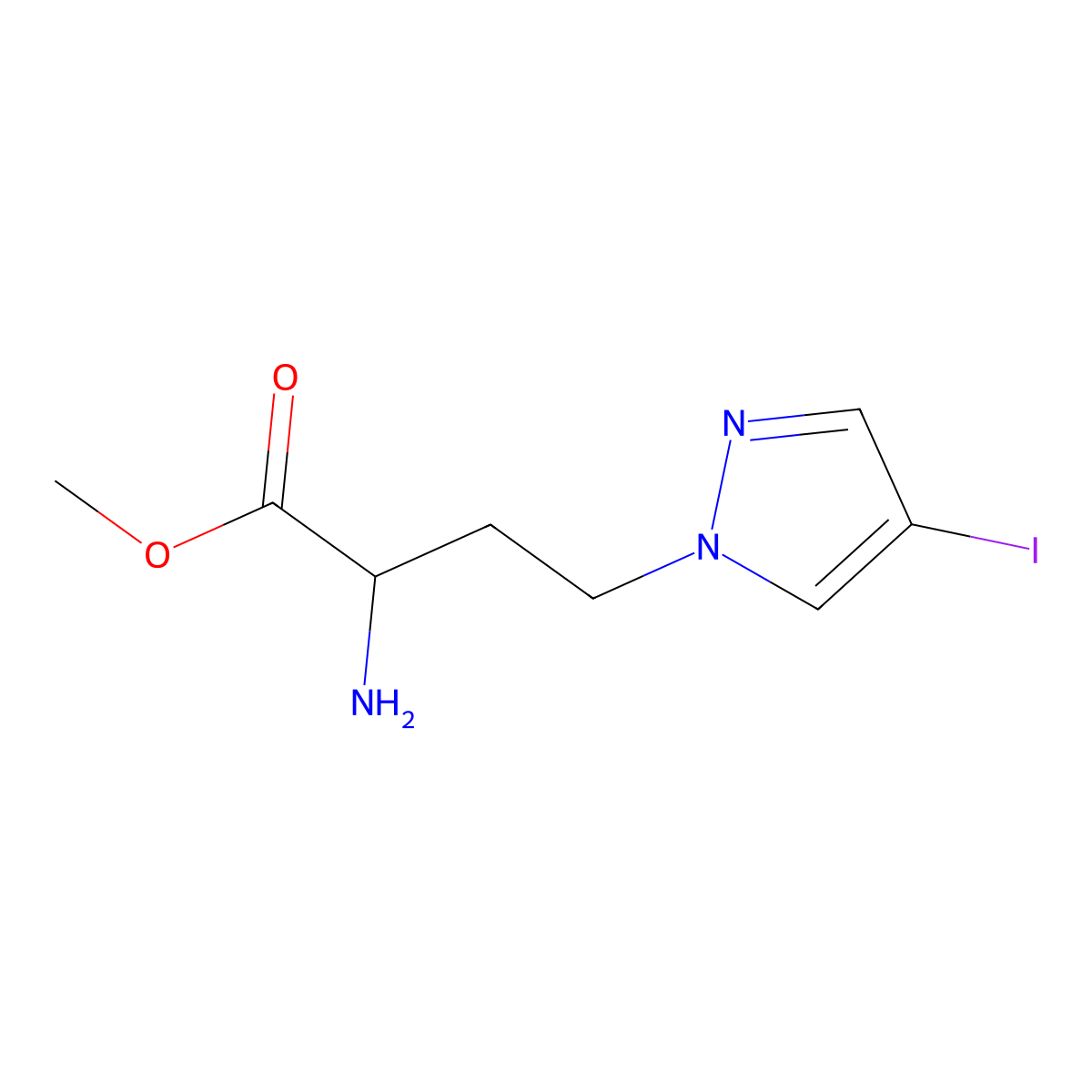 Methyl 2-amino-4-(4-iodo-1h-pyrazol-1-yl)butanoate molecular structure, CAS 1342084-05-2