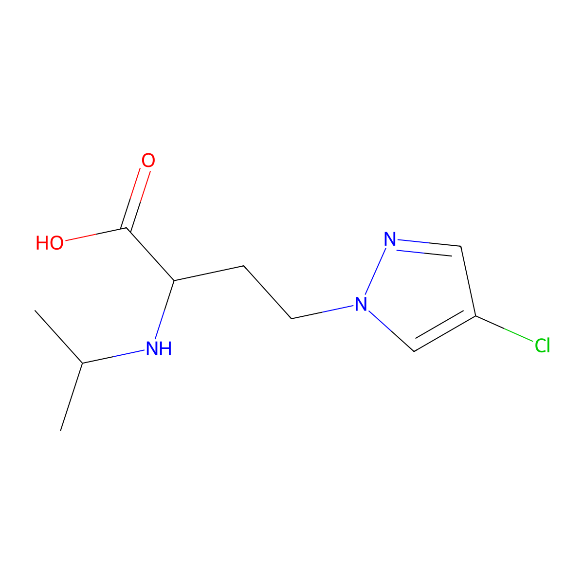 4-(4-chloro-1H-pyrazol-1-yl)-2-[(propan-2-yl)amino]butanoic acid molecular structure, CAS 1342084-31-4