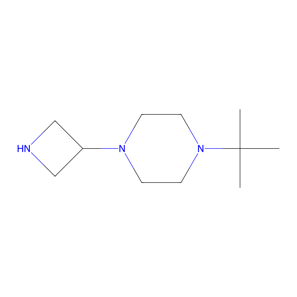1-(Azetidin-3-yl)-4-tert-butylpiperazine molecular structure, CAS 1342085-29-3