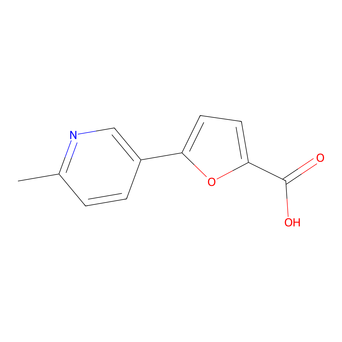 5-(6-Methylpyridin-3-yl)furan-2-carboxylic acid molecular structure, CAS 1342088-94-1