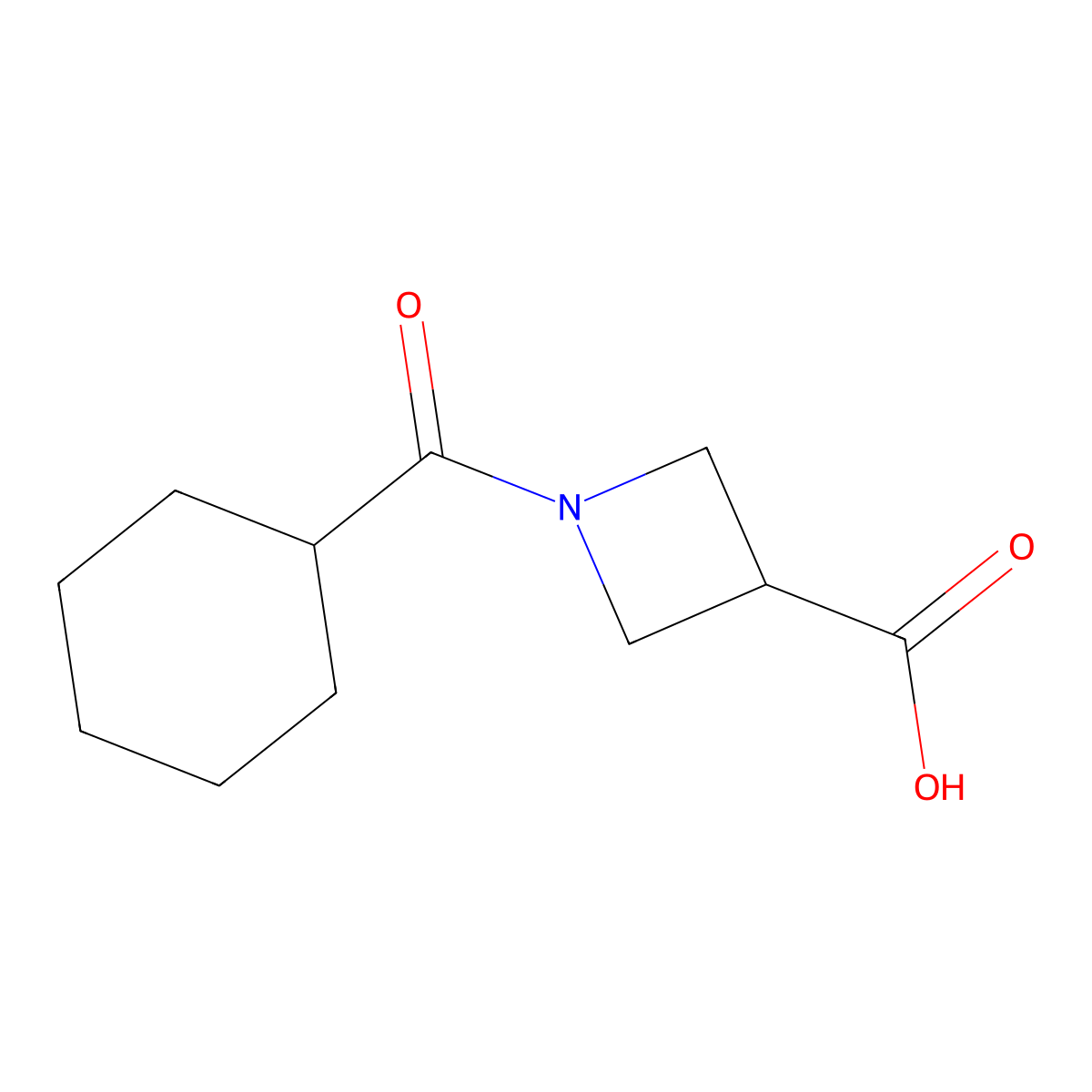 1-Cyclohexanecarbonylazetidine-3-carboxylic acid molecular structure, CAS 1342089-18-2