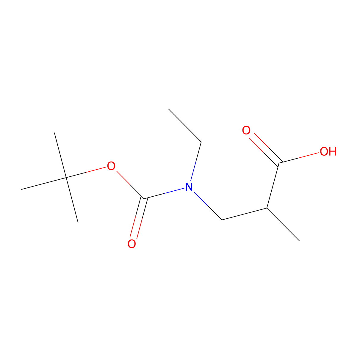 3-{[(Tert-butoxy)carbonyl](ethyl)amino}-2-methylpropanoic acid molecular structure, CAS 1342092-27-6