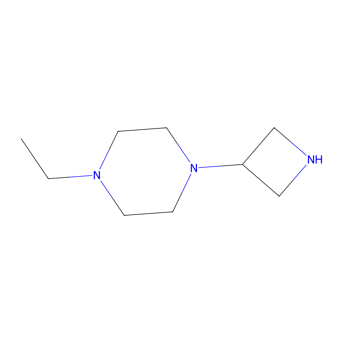 1-(Azetidin-3-yl)-4-ethylpiperazine molecular structure, CAS 1342099-10-8