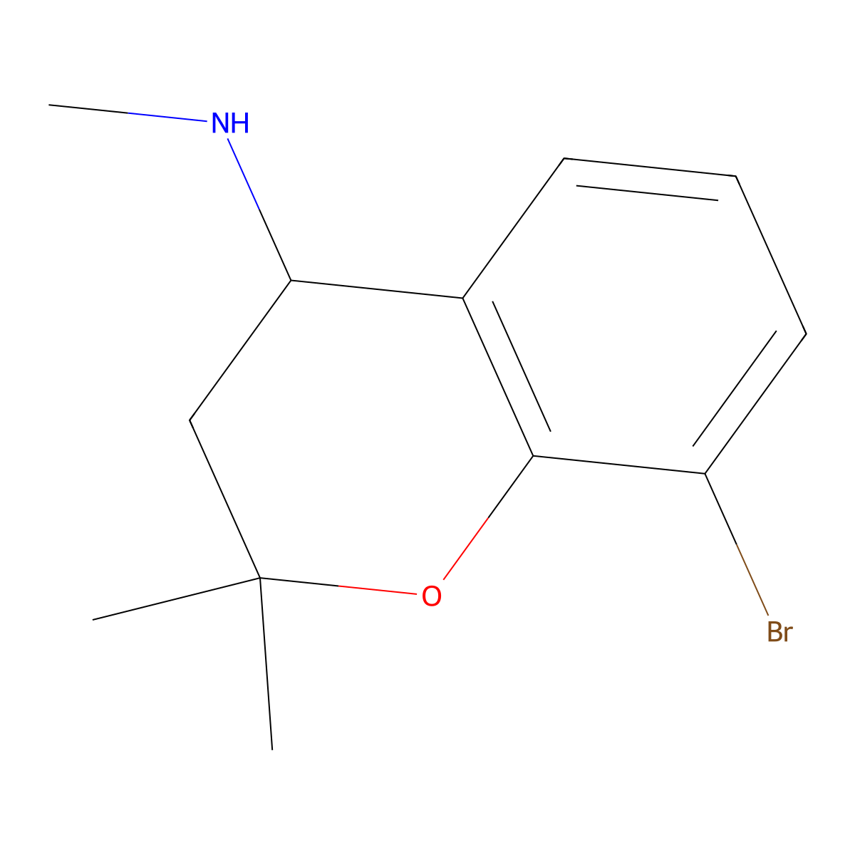 8-Bromo-N,2,2-trimethyl-3,4-dihydro-2H-1-benzopyran-4-amine molecular structure, CAS 1342099-69-7