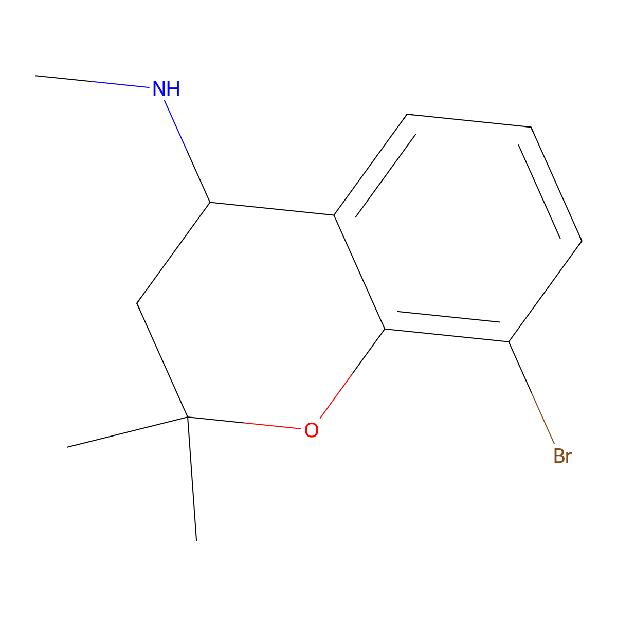 8-Bromo-N,2,2-trimethyl-3,4-dihydro-2H-1-benzopyran-4-amine molecular structure, CAS 1342099-69-7