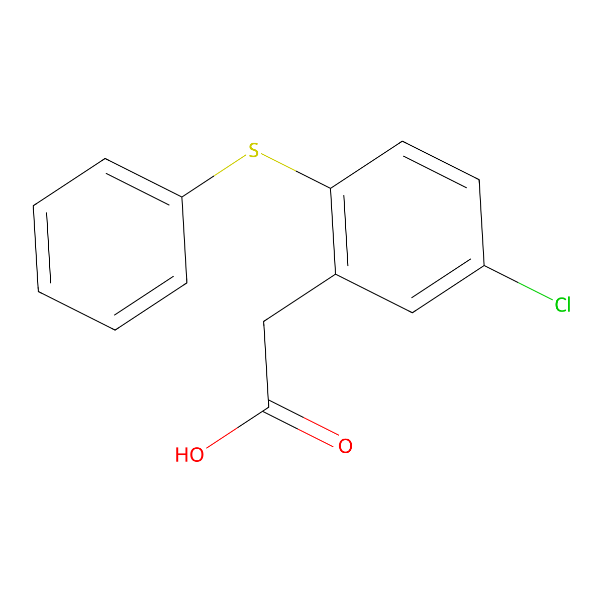 2-(5-Chloro-2-phenylsulfanylphenyl)acetic acid molecular structure, CAS 13421-05-1