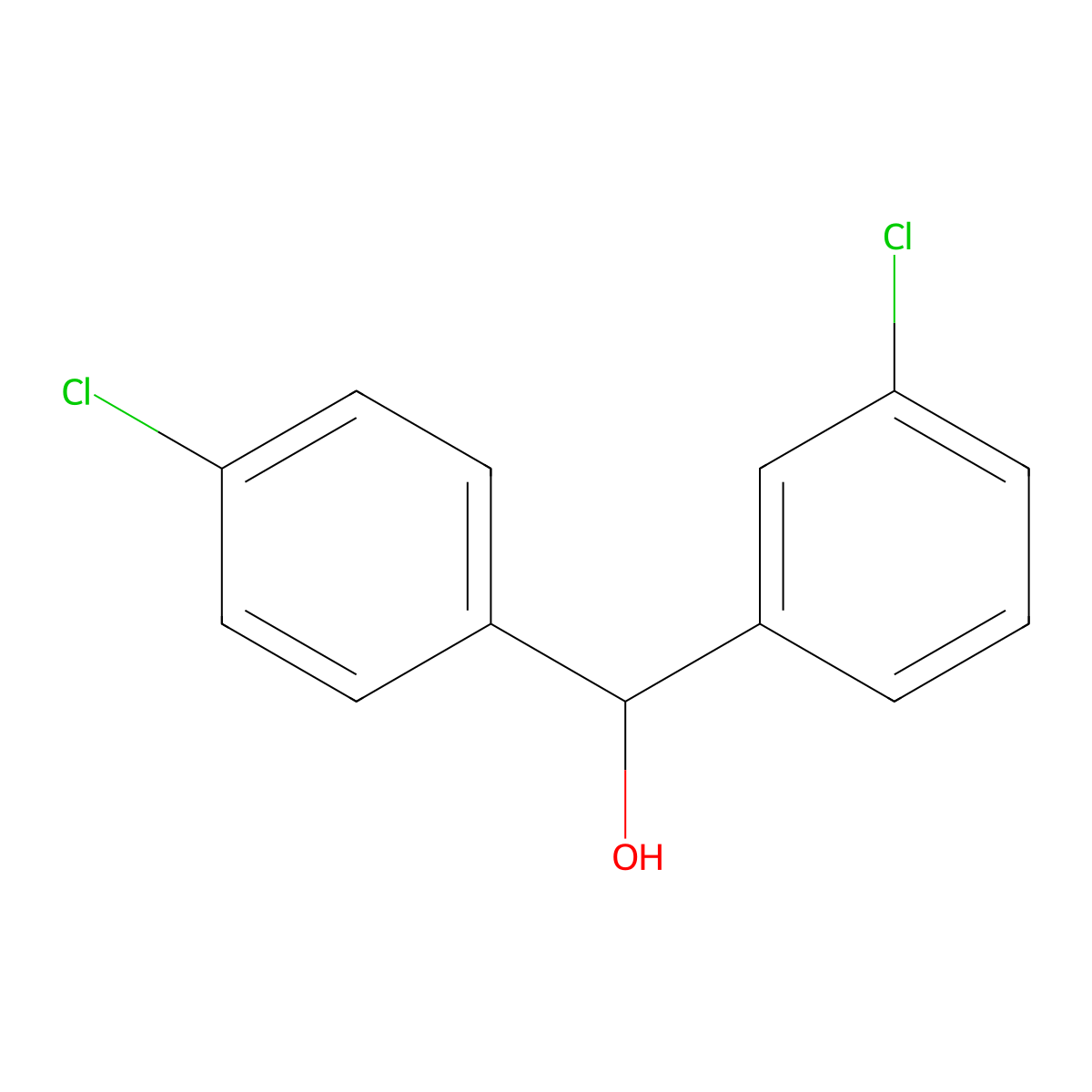 3,4'-Dichlorobenzhydrol molecular structure, CAS 13421-95-9