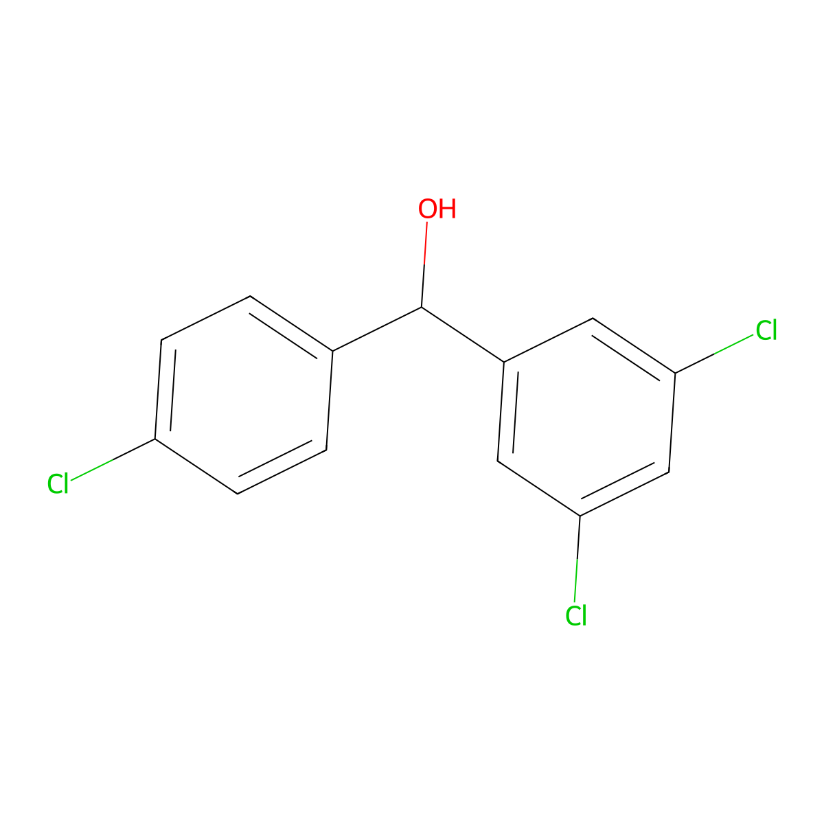 3,4',5-Trichlorobenzhydrol molecular structure, CAS 13421-96-0