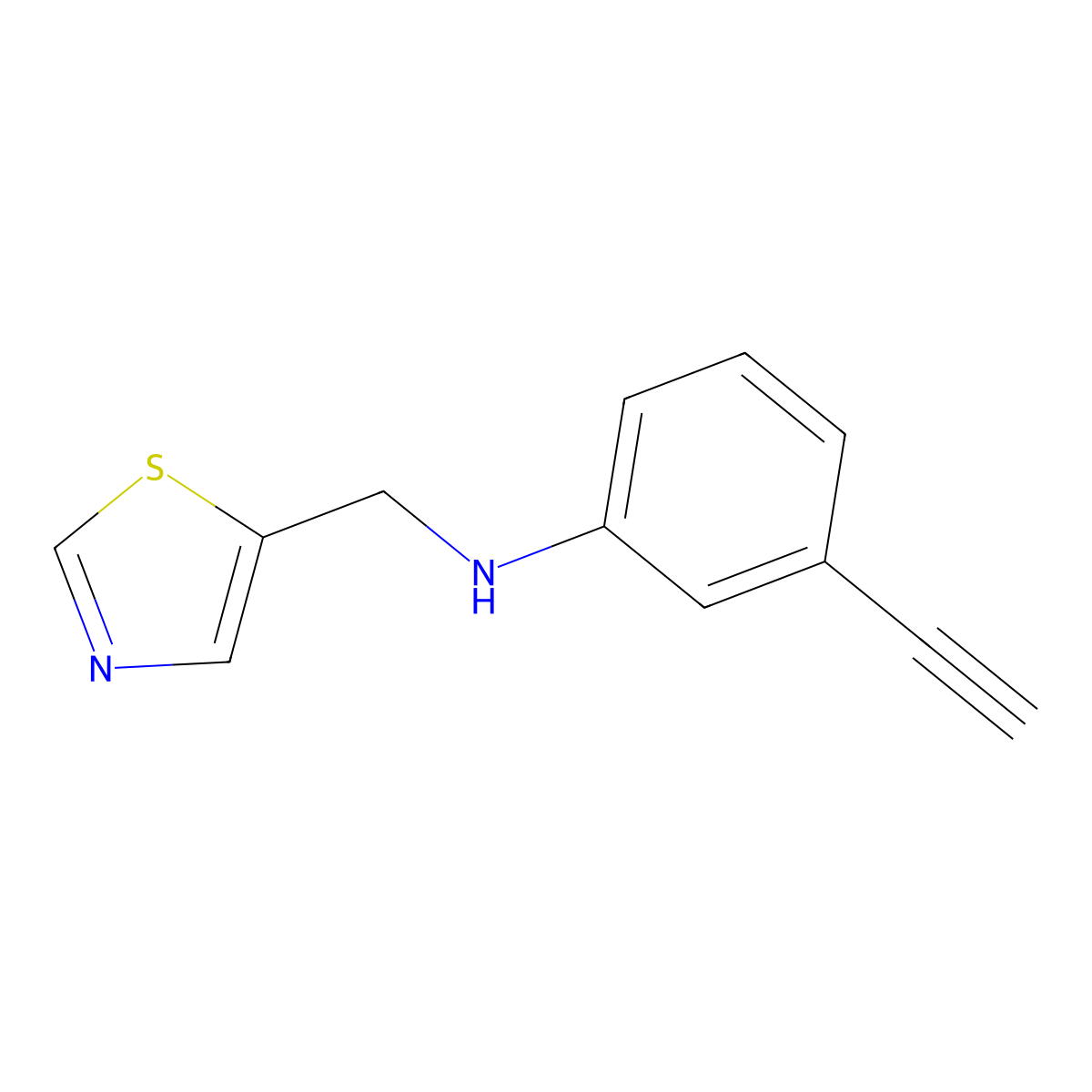3-ethynyl-N-[(1,3-thiazol-5-yl)methyl]aniline molecular structure, CAS 1342100-58-6