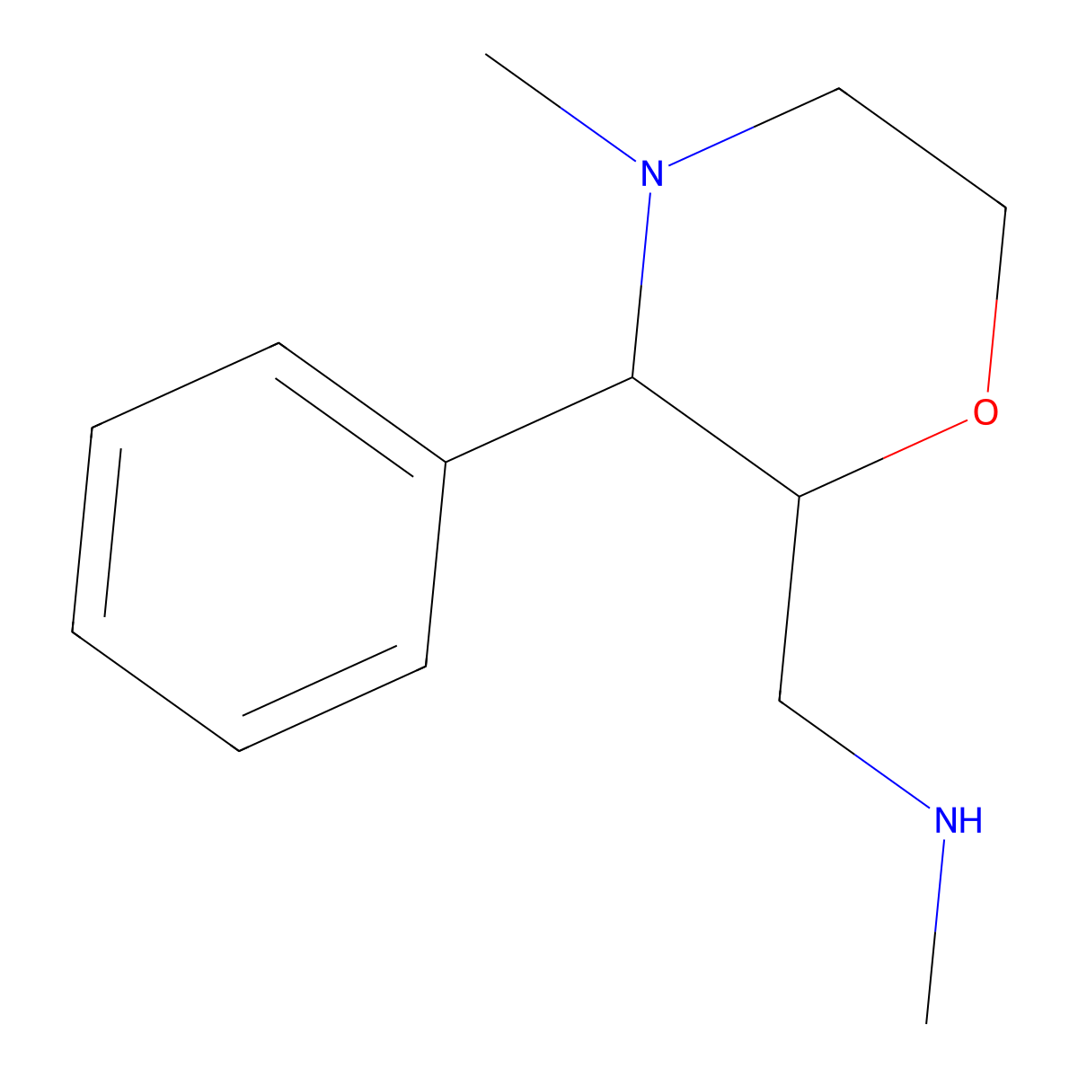 Methyl[(4-methyl-3-phenylmorpholin-2-yl)methyl]amine molecular structure, CAS 1342102-55-9