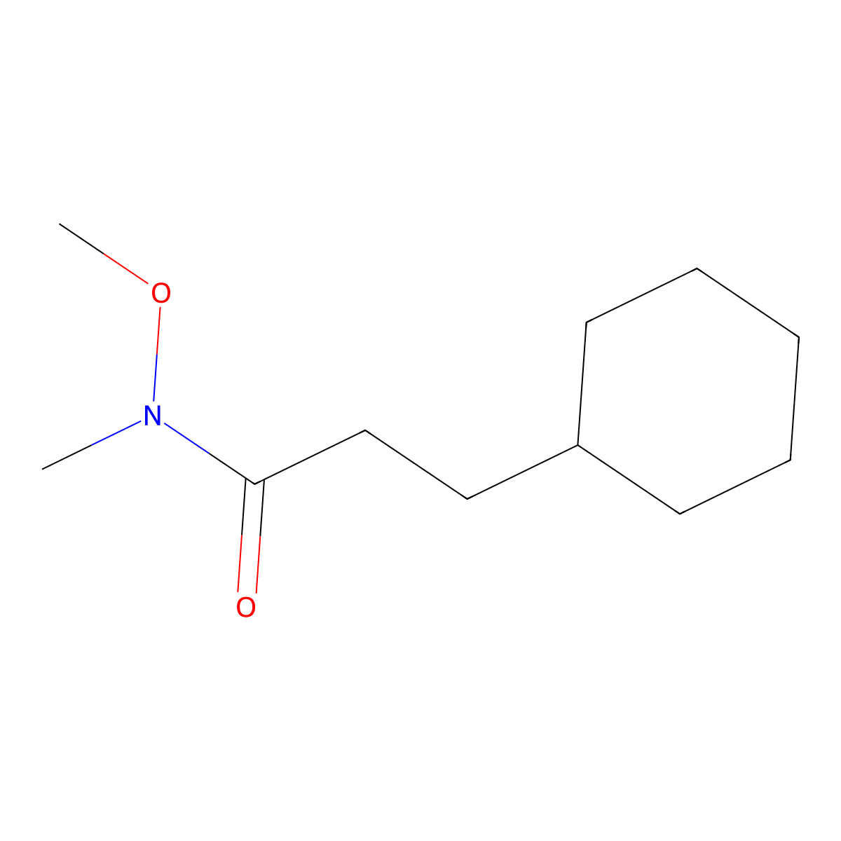 3-cyclohexyl-N-methoxy-N-methylpropanamide molecular structure, CAS 1342103-68-7
