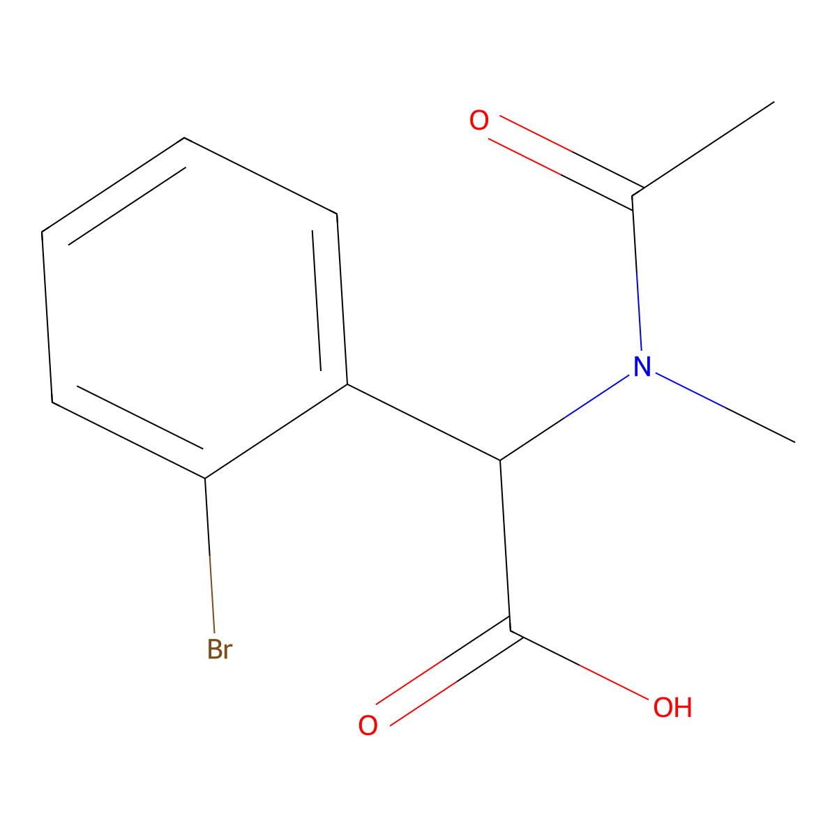 2-(2-bromophenyl)-2-(N-methylacetamido)acetic acid molecular structure, CAS 1342106-85-7