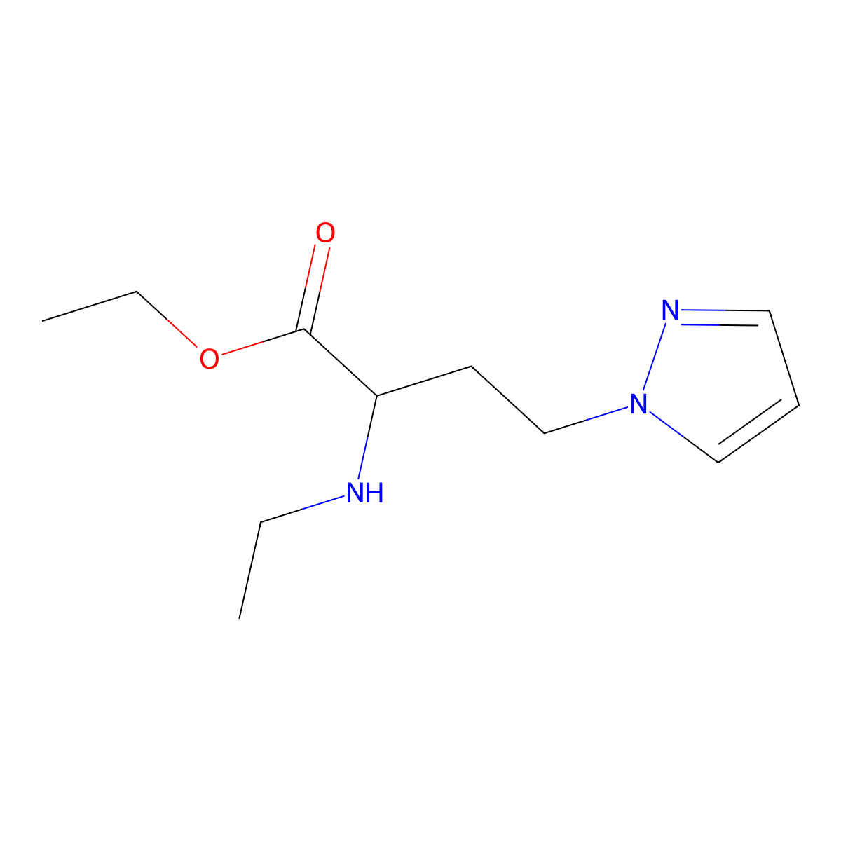 Ethyl 2-(ethylamino)-4-(1h-pyrazol-1-yl)butanoate molecular structure, CAS 1342108-38-6