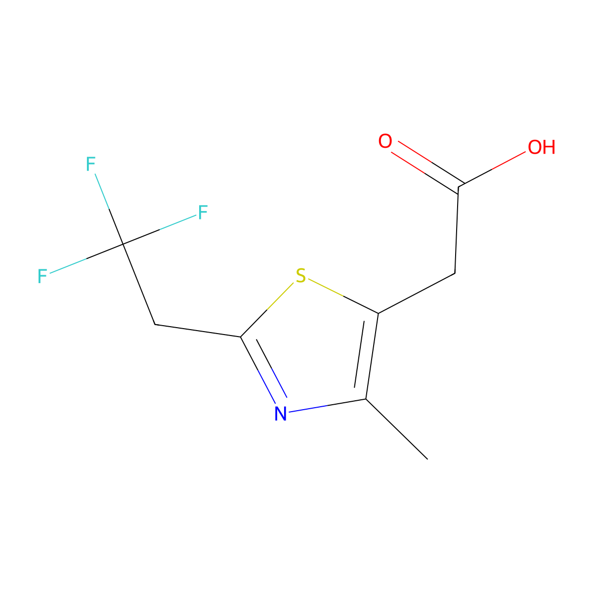 2-(4-Methyl-2-(2,2,2-trifluoroethyl)thiazol-5-yl)acetic acid molecular structure, CAS 1342108-62-6