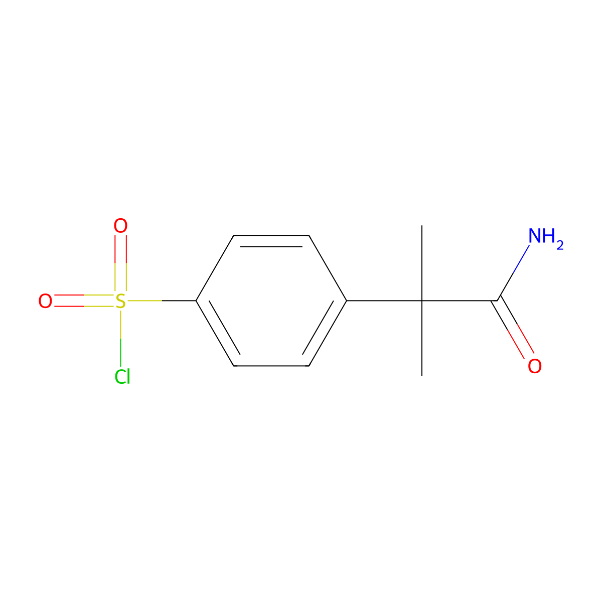 4-(1-Carbamoyl-1-methylethyl)benzene-1-sulfonyl chloride molecular structure, CAS 1342111-86-7