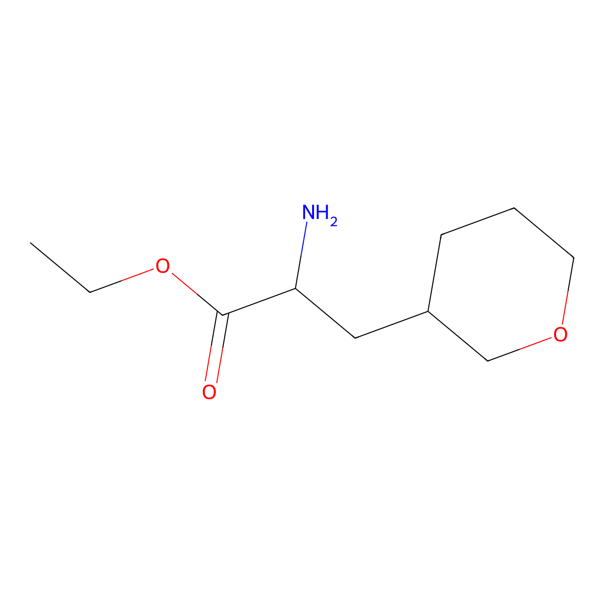 Ethyl 2-amino-3-(oxan-3-yl)propanoate molecular structure, CAS 1342120-25-5
