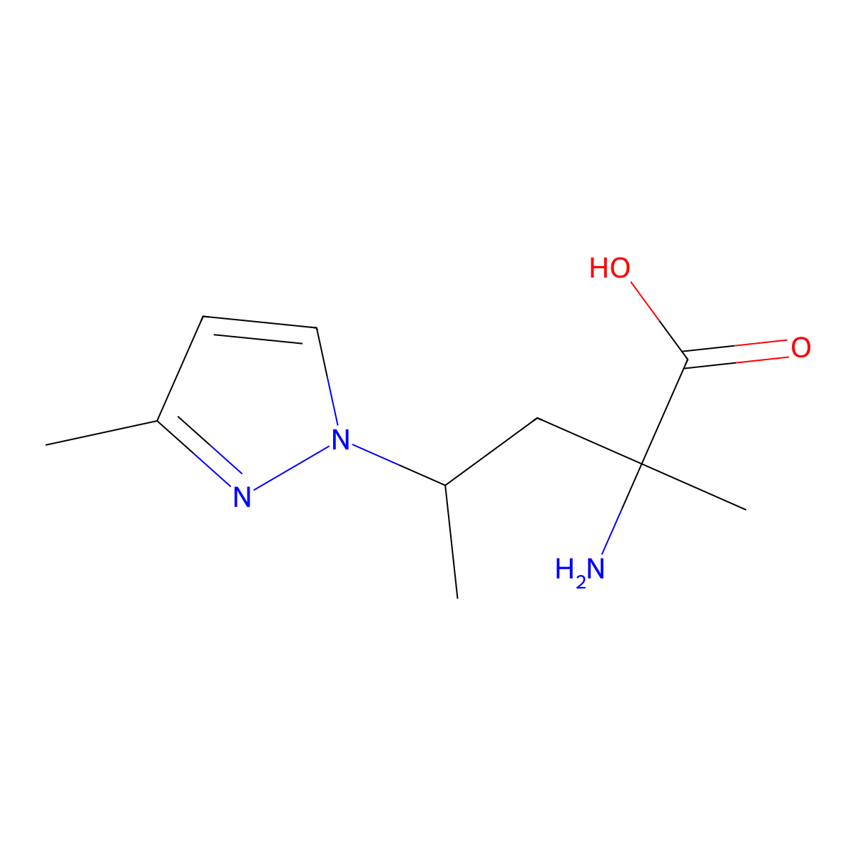 2-Amino-2-methyl-4-(3-methyl-1h-pyrazol-1-yl)pentanoic acid molecular structure, CAS 1342123-23-2