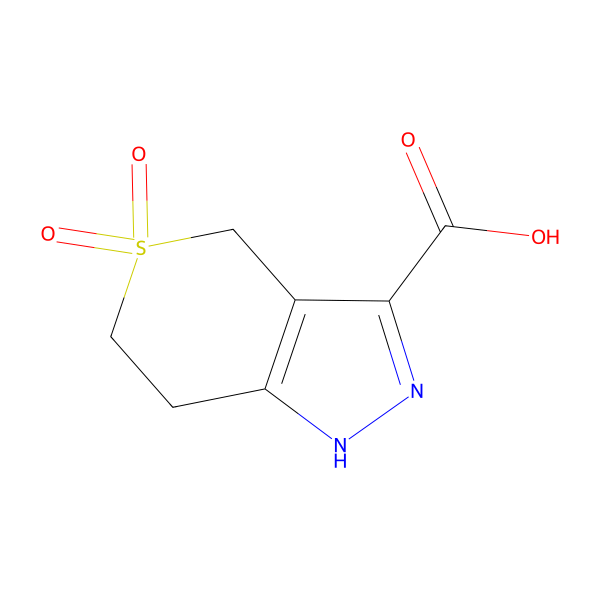 1,4,6,7-Tetrahydrothiopyrano[4,3-c]pyrazole-3-carboxylic acid 5,5-dioxide molecular structure, CAS 1342123-44-7