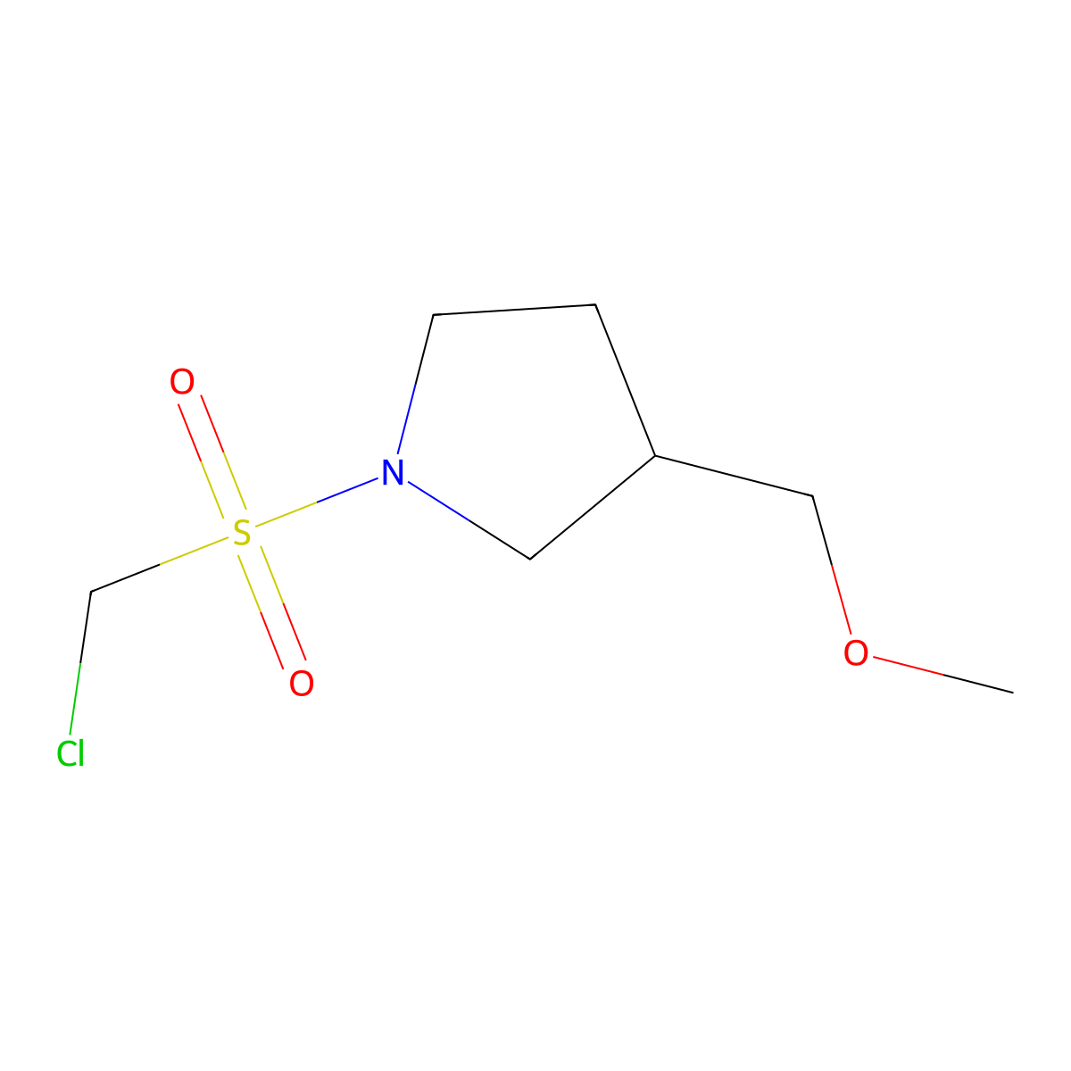 1-Chloromethanesulfonyl-3-(methoxymethyl)pyrrolidine molecular structure, CAS 1342125-39-6