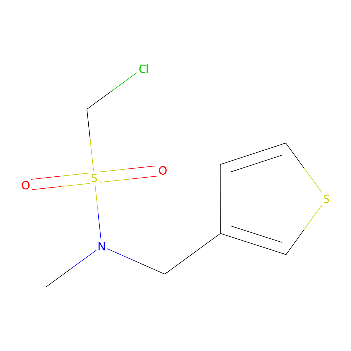 1-chloro-N-methyl-N-(thiophen-3-ylmethyl)methanesulfonamide molecular structure, CAS 1342127-30-3