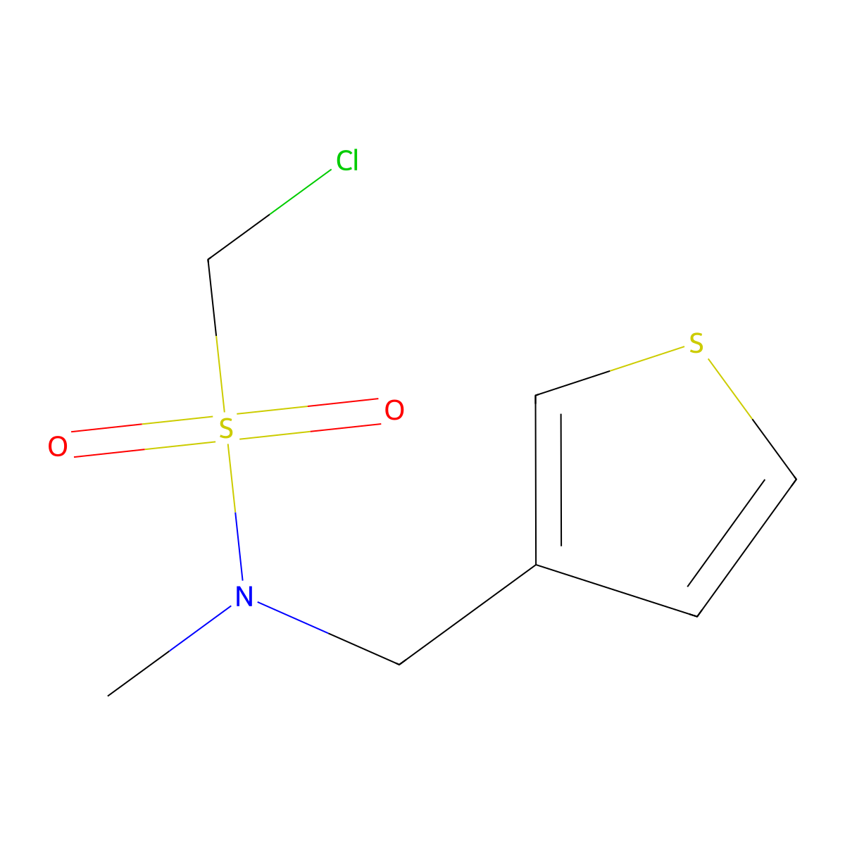 1-chloro-N-methyl-N-(thiophen-3-ylmethyl)methanesulfonamide molecular structure, CAS 1342127-30-3
