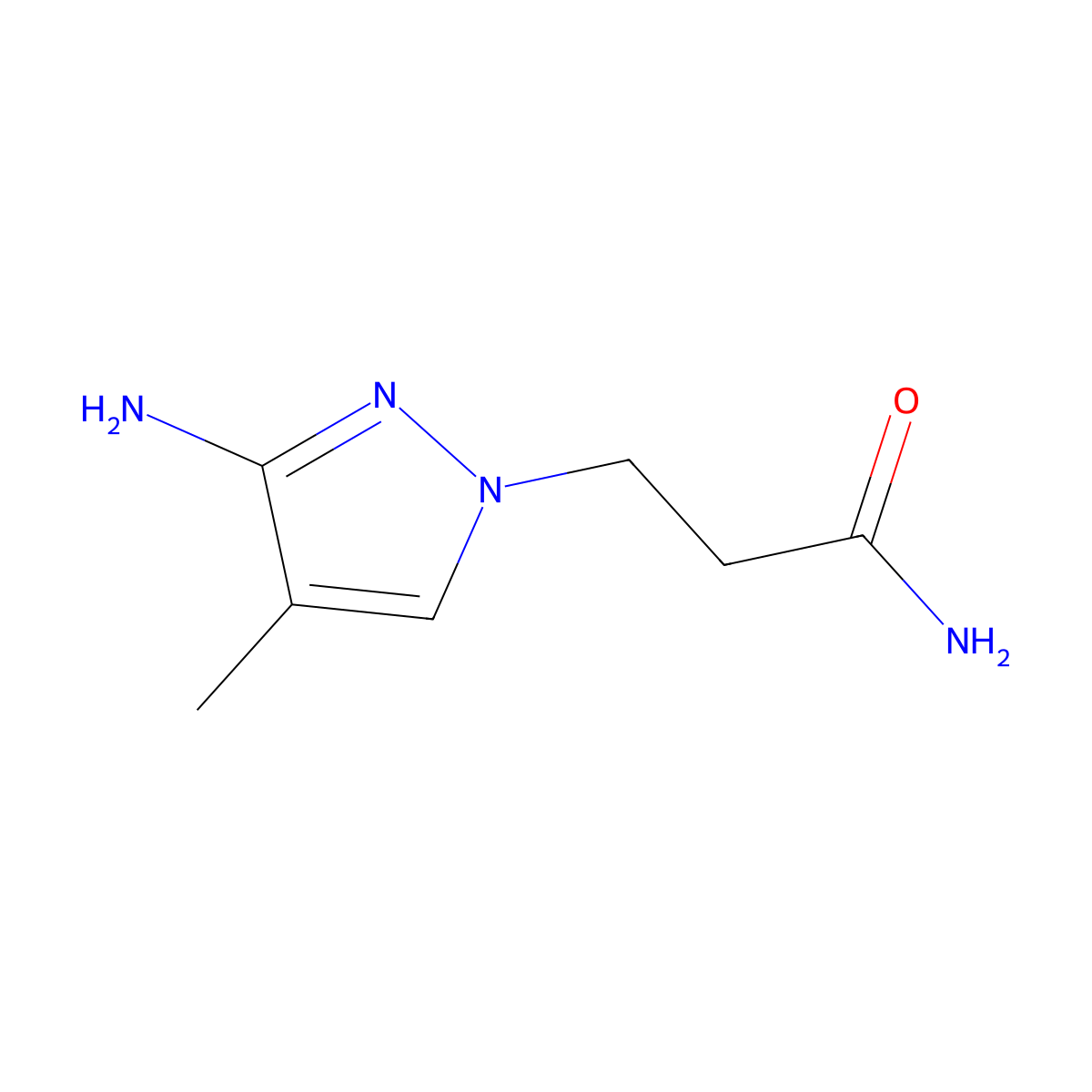 3-(3-Amino-4-methyl-1H-pyrazol-1-YL)propanamide molecular structure, CAS 1342128-37-3