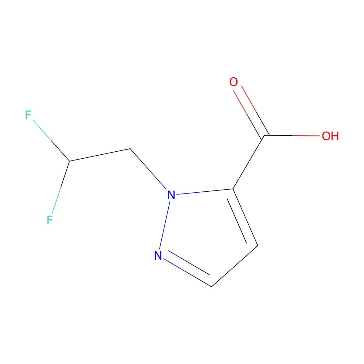 1-(2,2-difluoroethyl)-1H-pyrazole-5-carboxylic acid molecular structure, CAS 1342130-35-1