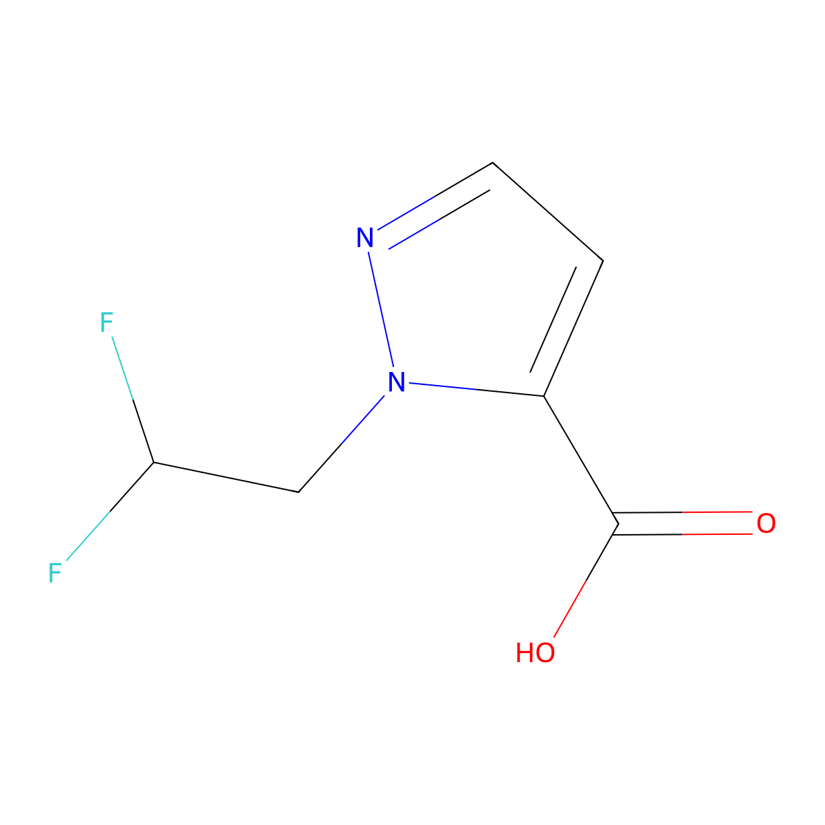 1-(2,2-difluoroethyl)-1H-pyrazole-5-carboxylic acid molecular structure, CAS 1342130-35-1