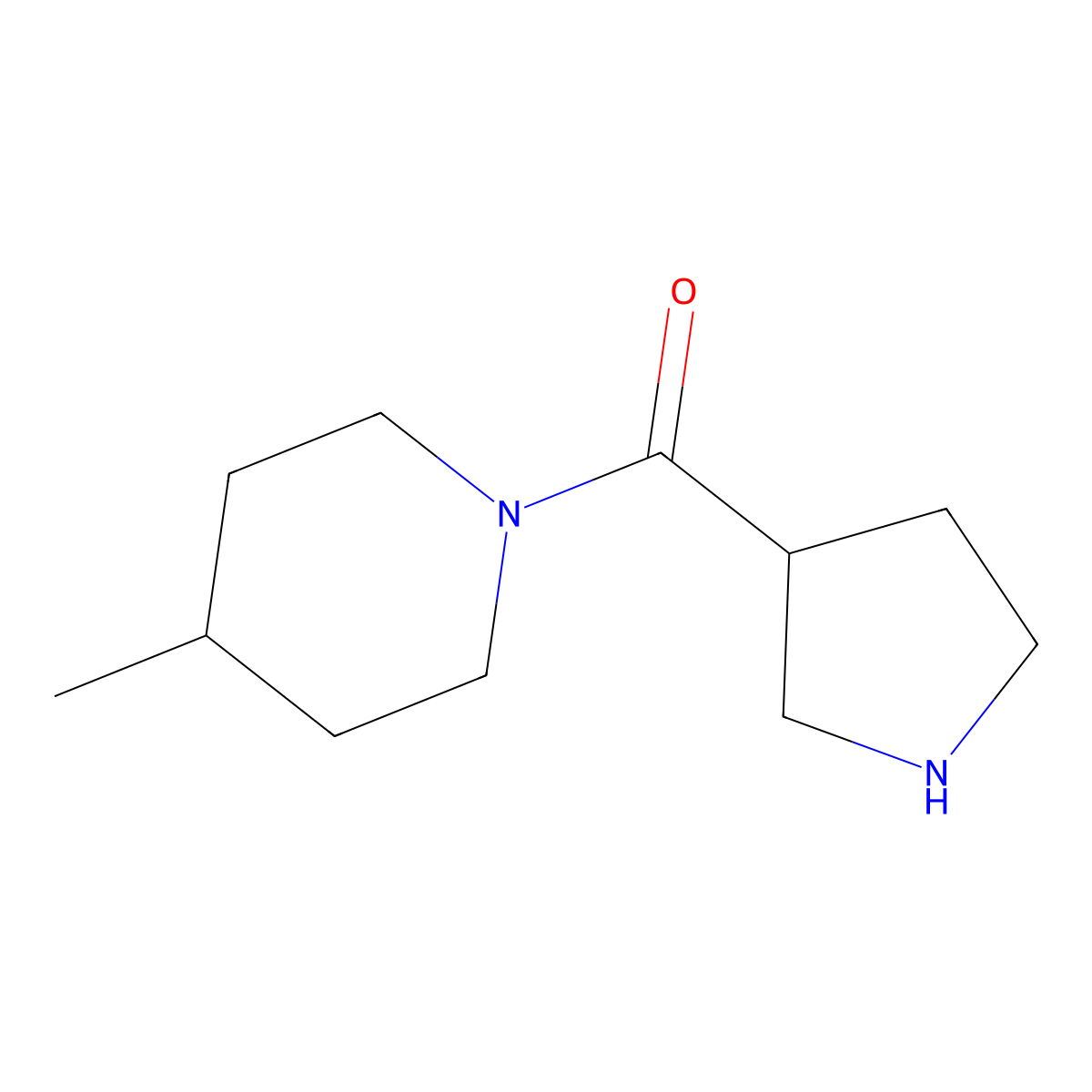4-Methyl-1-(pyrrolidine-3-carbonyl)piperidine molecular structure, CAS 1342132-49-3
