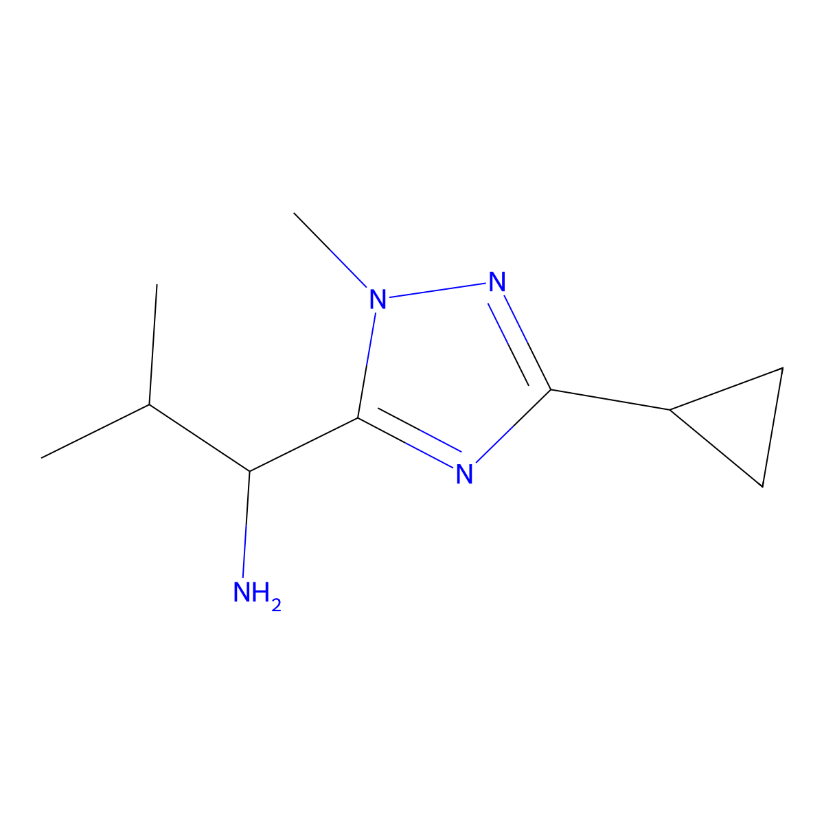 1-(3-Cyclopropyl-1-methyl-1h-1,2,4-triazol-5-yl)-2-methylpropan-1-amine molecular structure, CAS 1342132-53-9