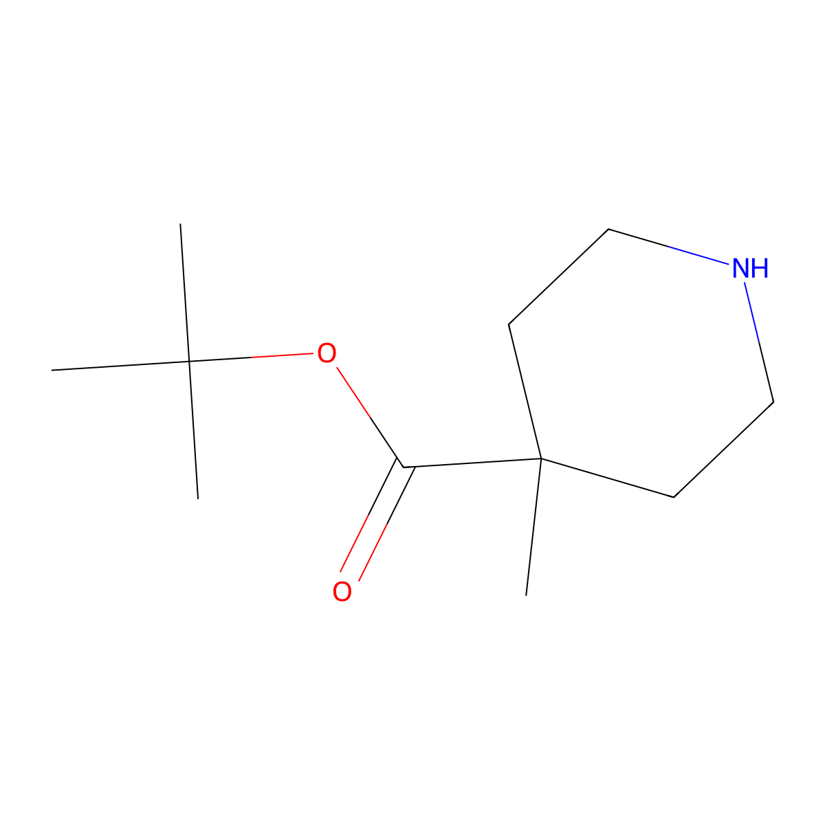 Tert-butyl 4-methylpiperidine-4-carboxylate molecular structure, CAS 1342133-04-3