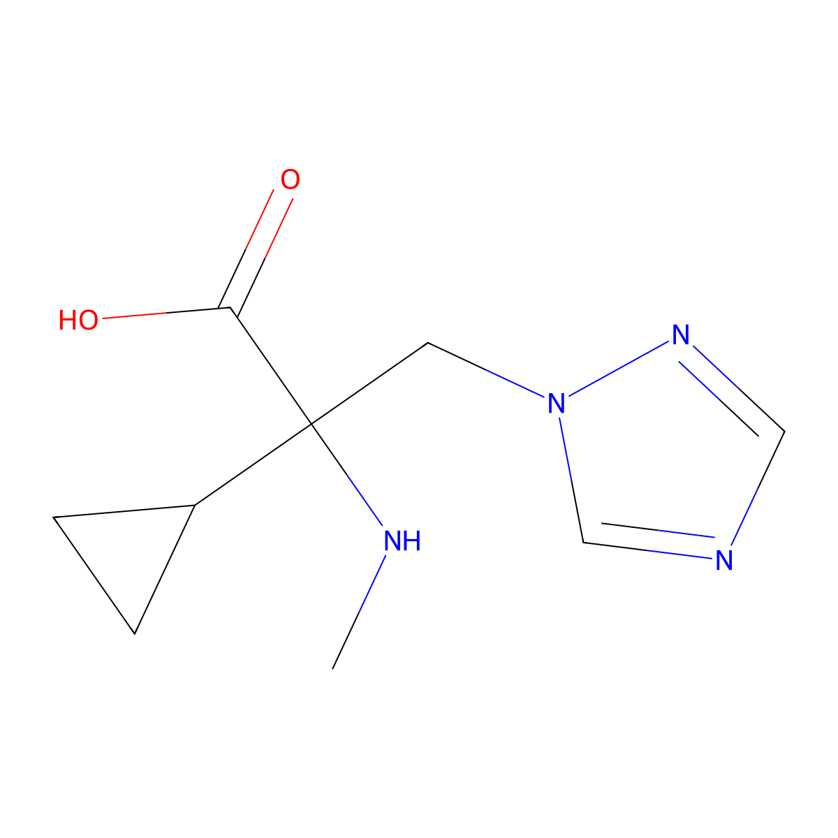 2-Cyclopropyl-2-(methylamino)-3-(1h-1,2,4-triazol-1-yl)propanoic acid molecular structure, CAS 1342133-85-0